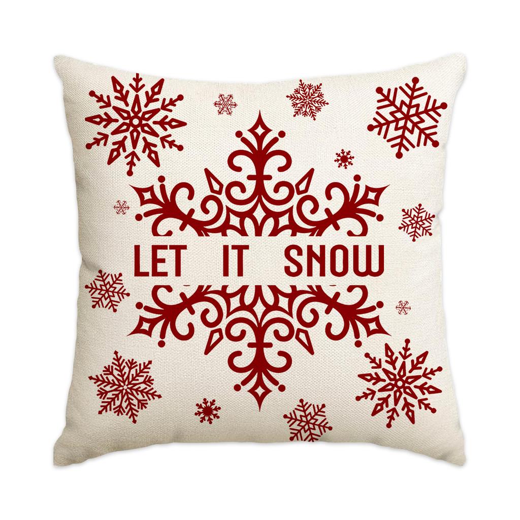 1/4 Pcs Red Christmas Pillowcase Snowflake Christmas Ball Pendant Pattern Cushion Cover Winter Holiday Home Decoration