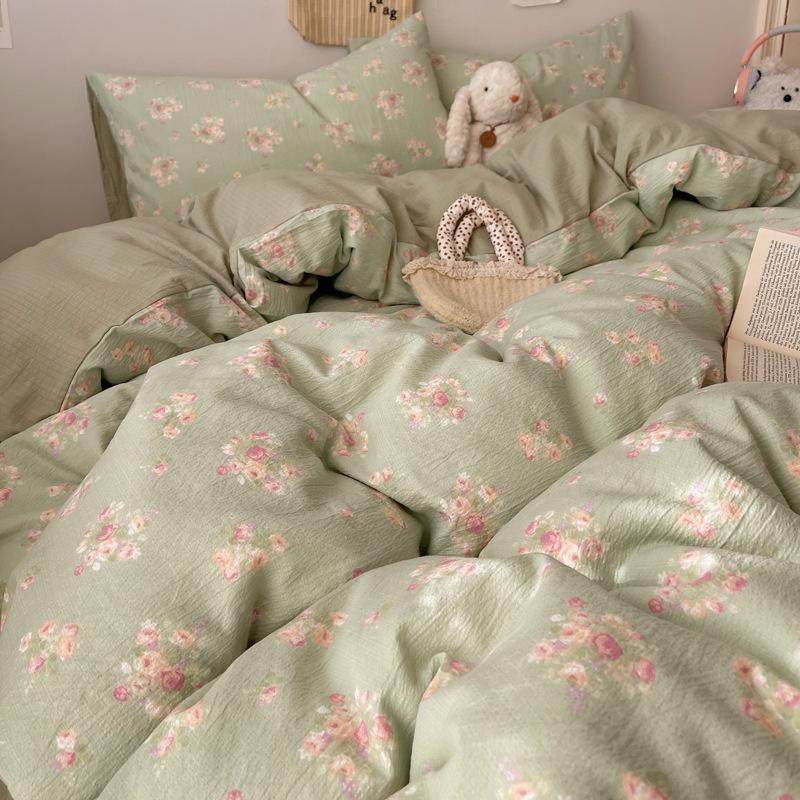 A-Typ Doppelgarn Vierteiliges Heimtextil Bettwäscheset Cartoon Bettlaken Bettbezug Studentenwohnheim Dreiteiliges Bettwäscheset