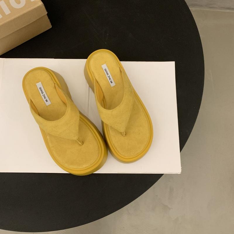 

Summer Leopard Flip Flop Women Fashion Clip Toe Slippers Casual Comfort Platform Flats Beach Vacation Slides Shoes 35 жёлтый