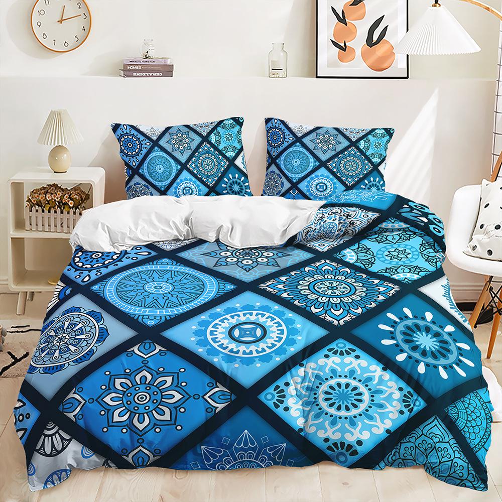 Three-Piece Bohemian Plaid Quilt Cover Two-Piece Bedding Kit