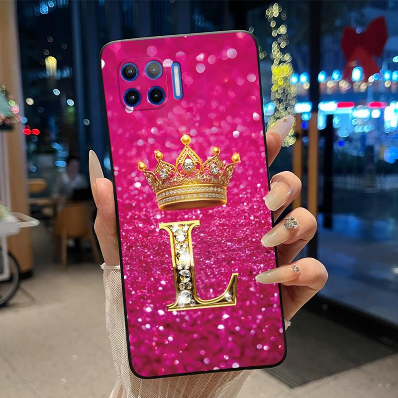 Initial Letter Couple Crown Phone Case For Motorola Moto G 5G Plus Bumper Silicone Black Case Protective Shockproof Soft Cover