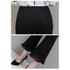 Korean Fashion Streetwear Summer High Waist Women's Patchwork Ruffles Capris Pants for Women Flare Pants Woman Trousers