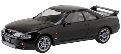 Aoshima Bunka Kyozai Scale Rakupla Snap Kit Nissan R33 Skyline Black Plastic Model Kit 1/32 No. 21-BK GT-R Pre-Colored (Automobile)