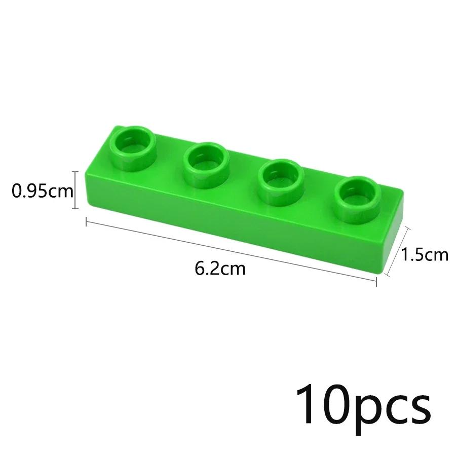 10Pcs Big Size Building Blocks 1x4 Dots Bulk Thin Figures Bricks Educational Creative Large Size Model Toys Compatible Duploes