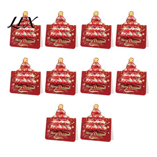 Ritual Feeling Christmas Gift Souvenirs 10 Pcs 3D Tree Greeting Cards, Holiday Postcards Thick Cardboard Cards Bulk for New Year, Winter Xmas
