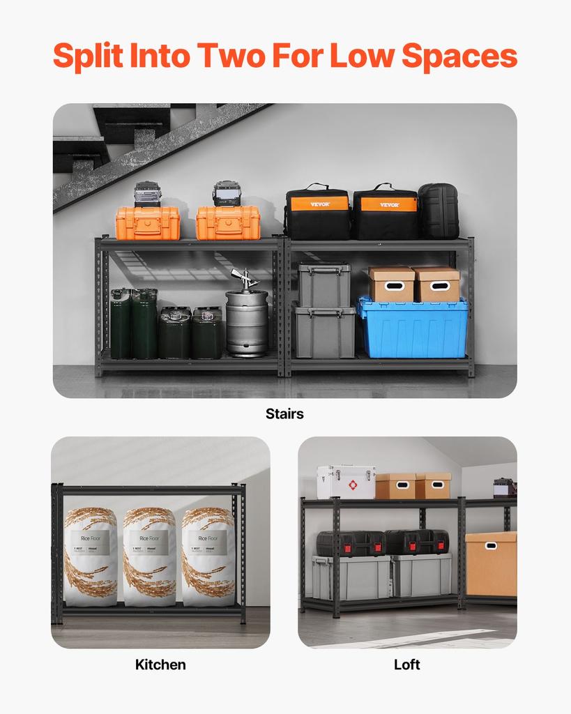 VEVOR Storage Shelves, 2400 lbs, 4 Tier Heavy Duty Garage Shelving