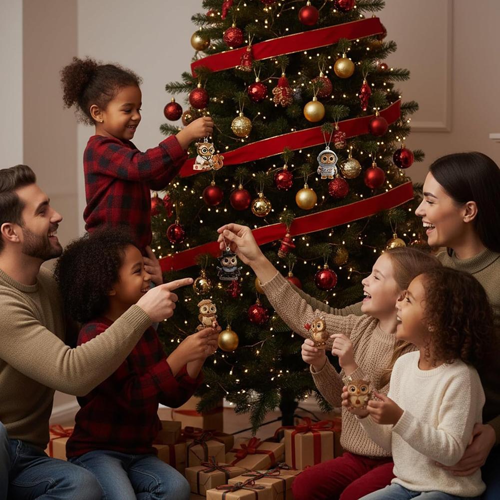 Owl-Advent Calendar 2025 24 Pack Xmas Tree Ornaments Set For Kids' Room Xmas Fun