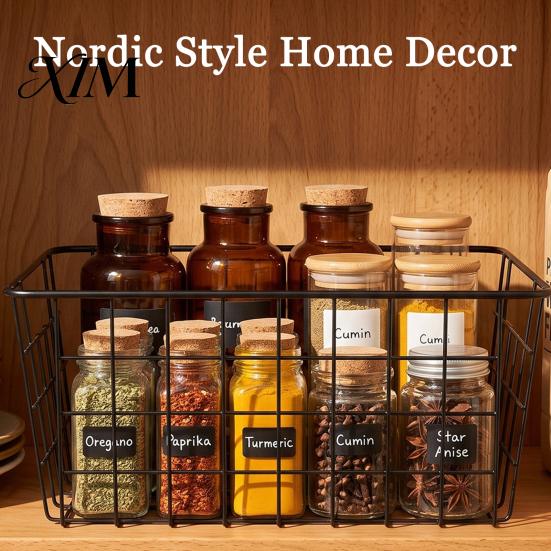 Wardrobe Clothes Organizing Bins Iron Storage Basket, Nordic Style Wire Organizer Bin, Large Decorative Metal Grid Baskets Capacity