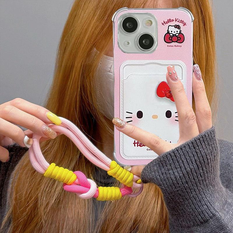 3D Bow Hello Kitty Strap Lanyard Case For Iphone 17 Pro Max 17 Air 16 15 14 12 13 11 Pro Max 16e 15 16 Plus 13 Mini Phone Casing