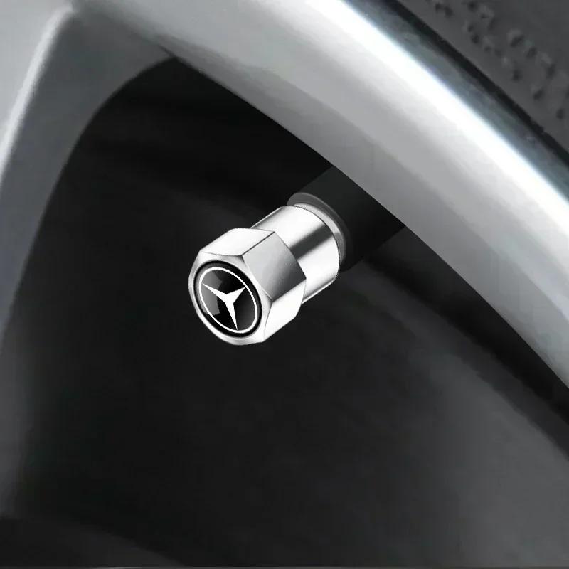 UKY5 Car Tire Valve Stems Cap Knurling Style Tire Valve Cap Tire Wheel Stem Air Valve Cap For Mercedes Benz W211 W204 W210 CLA GLA