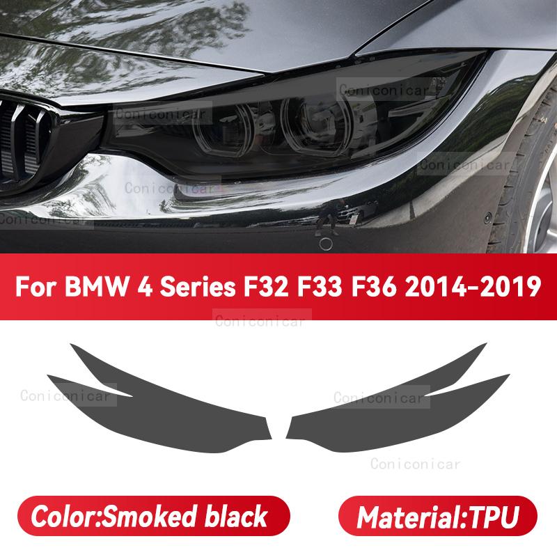 

For BMW 4 Series F32 F33 F36 2014-2019 Car Headlight Smoked Black TPU Protective Film Front Light Tint Change Color Sticker Smoked black