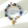 Macaron Gray Porcelain Beads & Agate Bracelet with Five-Color Incense Ash Glaze and Gold Foil Accents