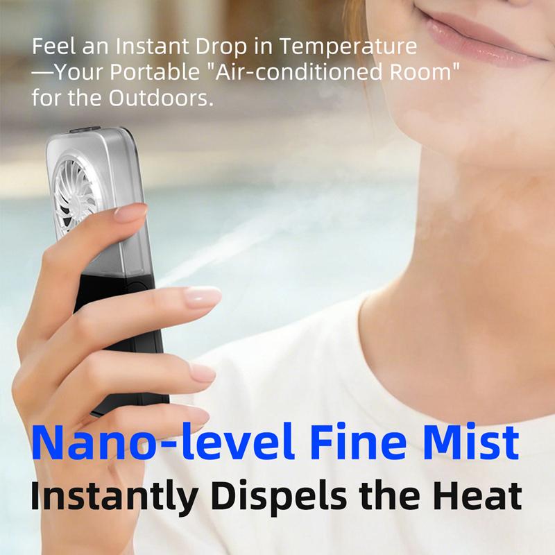 Mini Portable Handheld USB Rechargeable Misting Fan Digital Display Humidifier Outdoor Personal Air Cooler Ventilador Portátil