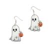 Halloween Cat and Ghost Acrylic Earrings - Quirky Pumpkin Design for Holiday Parties
