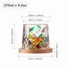 275ml Hand-Painted Spinning Whisky Glass with Gyro Base & Wood Rotating Coaster - Stress Relief Gift for Cocktail, Coffee, Tea,