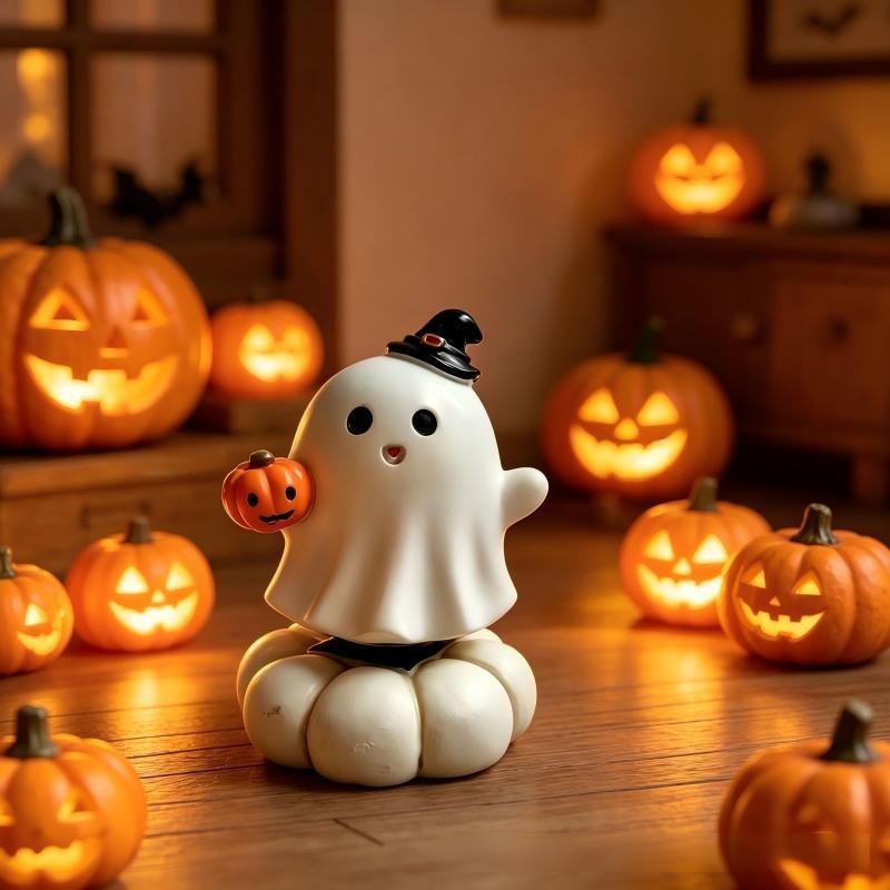 New Halloween Resin Figurine - Ghost Pumpkin Skull Tombstone - Creative Desktop Decoration