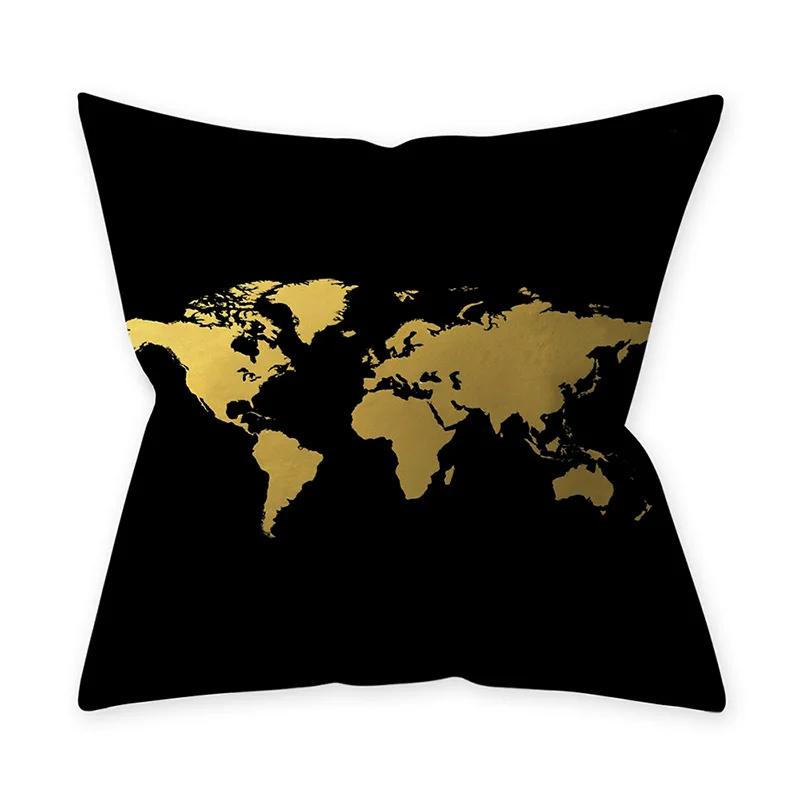 Golden Black Pattern Decorative 45*45CM Cushion Cover Polyester Throw Pillowcase Sofa Home Car Decorative PillowCover
