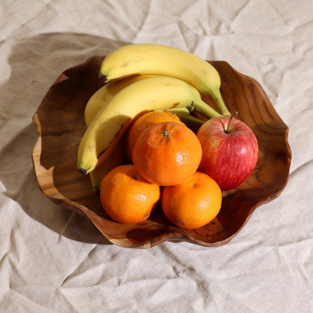 Teak Wood Fruit Bowl Round 28cm