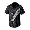 Men's Casual Short Sleeve Halloween Print Button Down Shirt