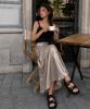 BLACRUSH Silky Satin A-Line Skirt / Beige
