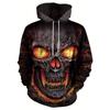 Sudadera con Capucha Estampado Completo 3D Calavera Horror para Hombre Fuego Lava Rayo Llama Streetwear Gótico Pullover