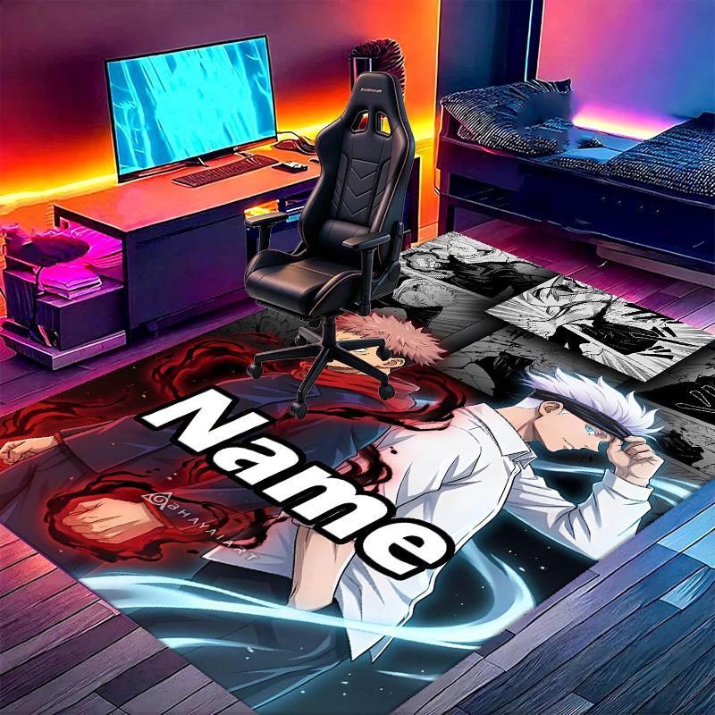 Custom Name Personalized Jujutsu Kaisen Print Carpet, Versatile Home Decor Rug, for Playroom, Apartment, Balcony, Entryway, Hallway Gift