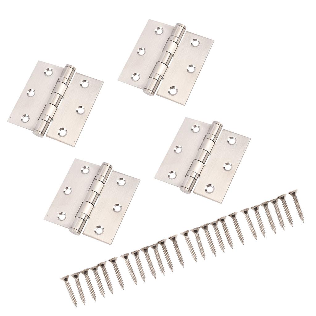 4 Stück Türscharniere Edelstahl Einbohrscharnier mit dickem Lager Eckig 24 Stück Schrauben für Holztüren Hotelzimmer