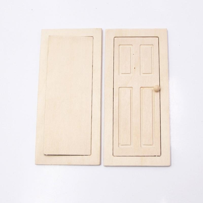Retro Style 1/12 Scale Dollhouses Bathroom Classical Door Bathroom For DIY Room Decorations