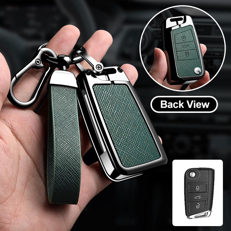 Zinc Alloy Car Key Case Protector Cover For Vw Volkswagen Golf 7 Mk7 Tiguan Mk2 T-Roc T-Cross Shell Holder Accessories