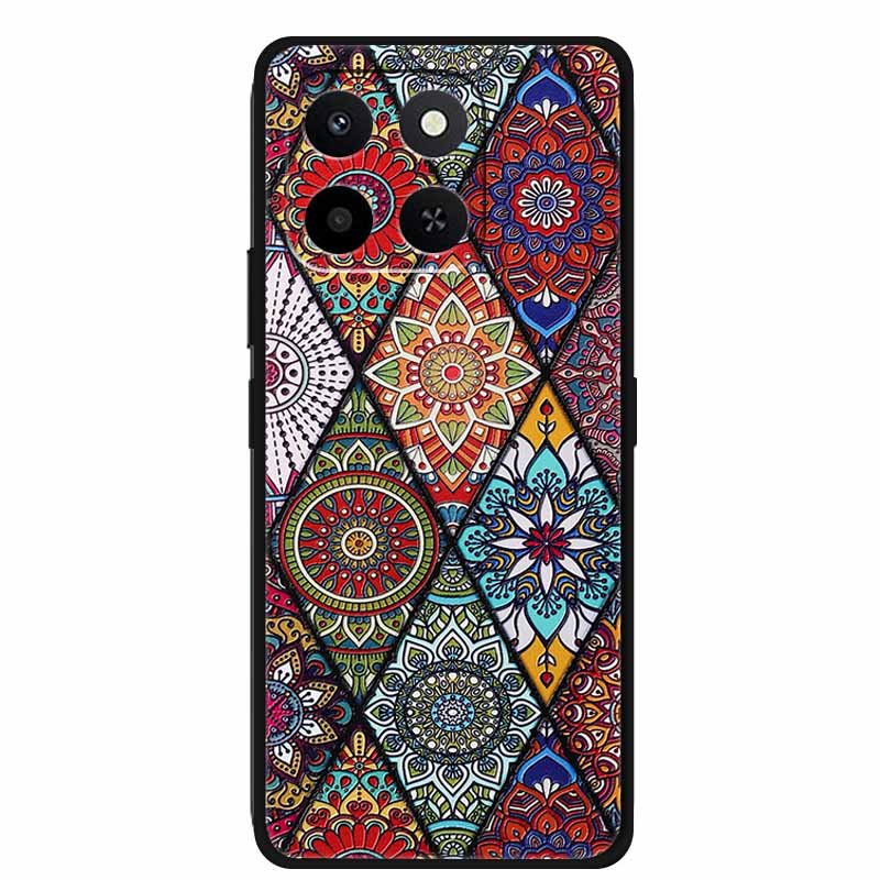 3D Case For Honor X7d 5G Case X 7 d Coque 6.77" Emboss Flowers Black Silicone Soft Back Cover For Honor X7d 4G Cases Shell Funda