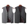 Men Vest Coat V-Neck Sleeveless Single Breasted Waistcoat with Pockets Solid Color Thickened Velvet Lining Coldproof Vest