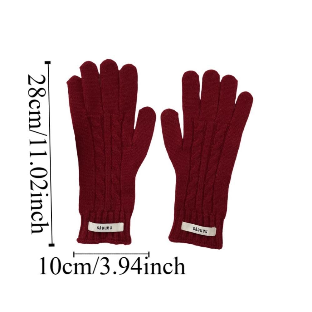 Y2k Lady Finger Gloves Windproof Solid Color Gloves Kawaii Korean Knitted Gloves  Autumn
