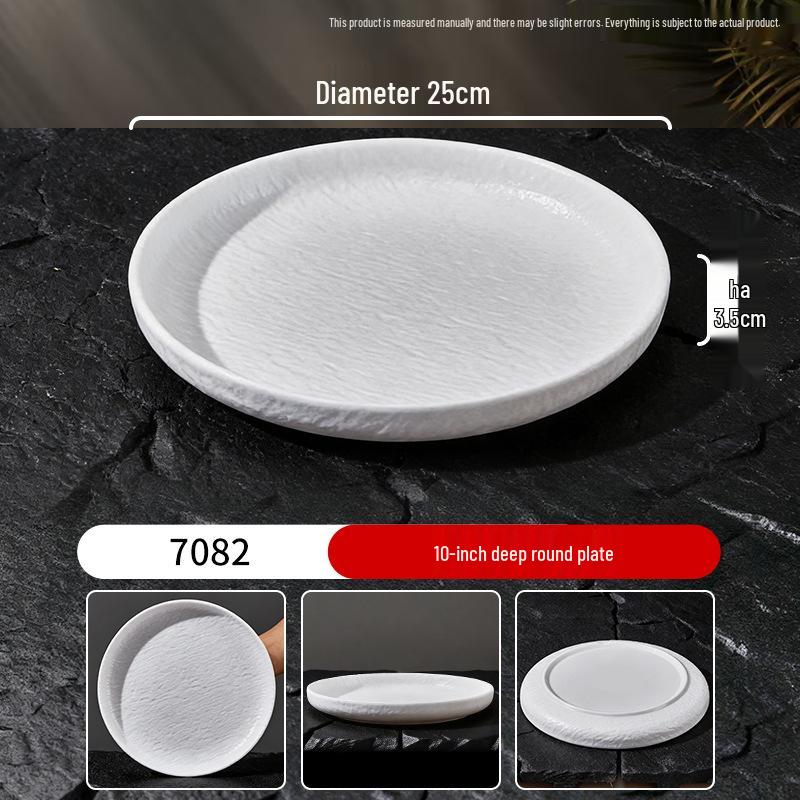 Assiette Plate Blanche Imitation Porcelaine en Mélamine - Ronde Buffet, Fondue, Dessert, Steak, Vaisselle d'Hôtel Commerciale.