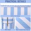 Stripe Ruffle Makeup Bag,Large Travel Cute Cosmetic Bag for Women Girls,Toiletry Bag Make Up Organizer 10.8 X 4.5 X 8 Inch (Blue Stripe)