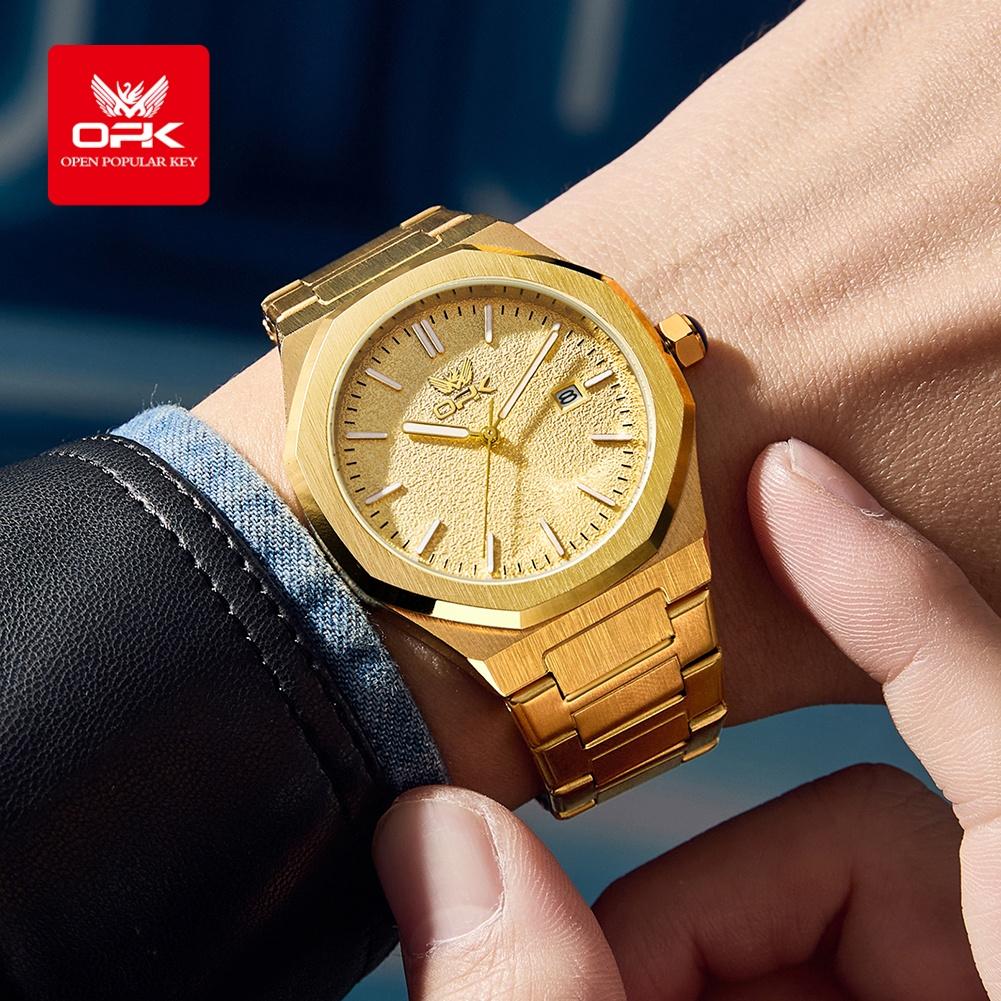 OPK Business Men Watch Sport Quartz Man Wristwatch Waterproof Luminous Date Week Stainless Steel Men's Watches