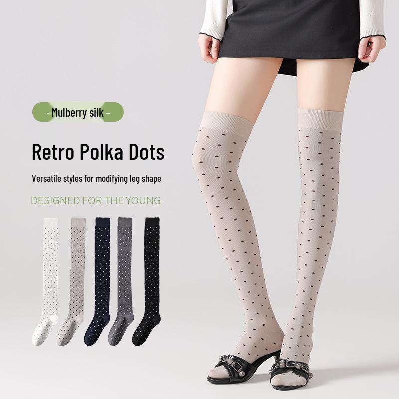

Dopamine Polka Dot Over-the-Knee Slimming Micro-Compression Silk Socks: Antibacterial, Breathable, Beautiful Legs One Size (35-39)