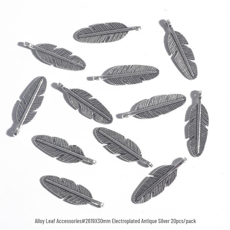 Handmade Antique Silver Leaf Jewelry Accessories for DIY Bracelets and Necklaces.