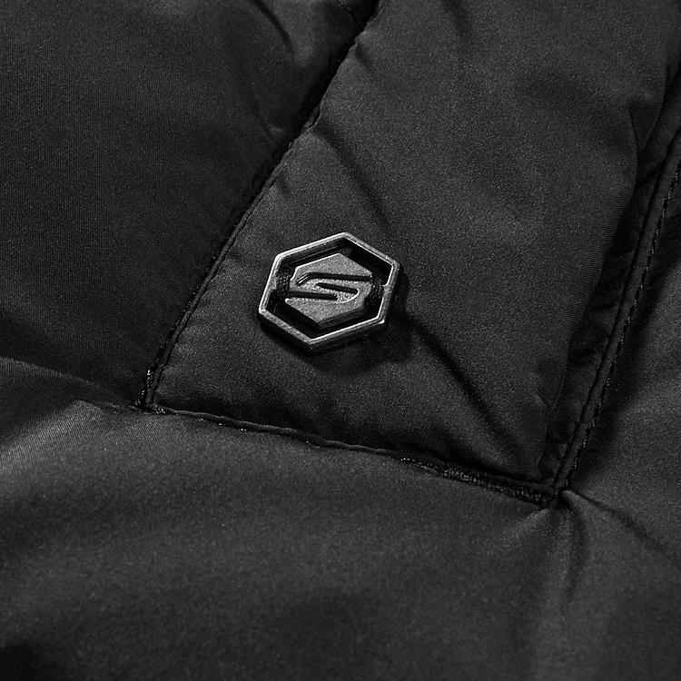 Skechers Solid Color Water-Repellent Technology Warm Mid-Length Hooded Down Jacket Women Outerwear Carbon-Black P423W023-0018