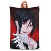 Super Warm BlanketGirls Boys Camping Cartoon Black Butler  Throw Blanket  Flannel Bedspread For Home Decor Sofa Bed Cover