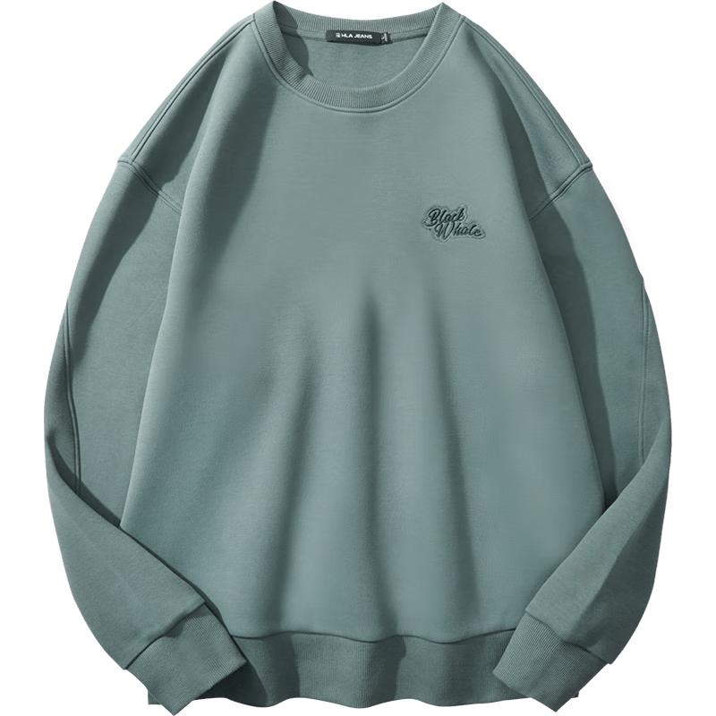 

HLA Black Whale Men s Embroidered Reversible Fabric Round Neck Sweatshirt 2XL 185/100A