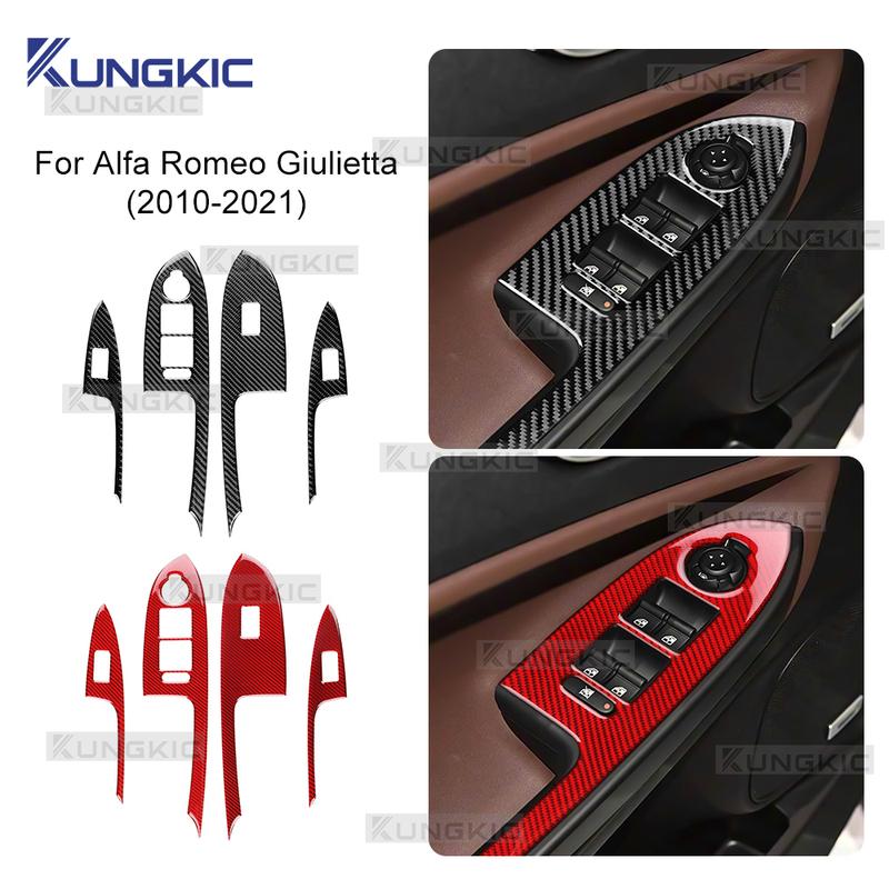 Real Soft Carbon Fiber Sticker For Alfa Romeo Giulietta 940 2010 2011 2012 2013 2014 2015 2016-2021 Car Window Lift Switch Panel