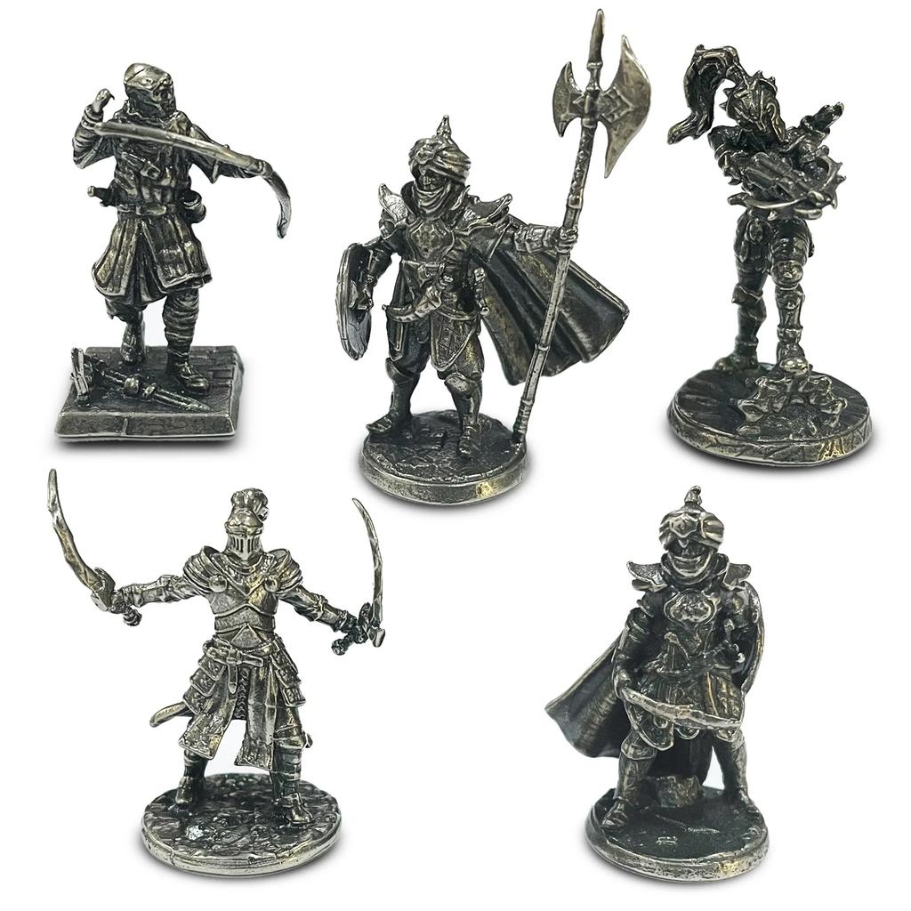 White Copper Metal Warrior Arab Knight Soldier Model Miniature Figurines Board  Pieces Car Decoration Gift Decorative Figurines