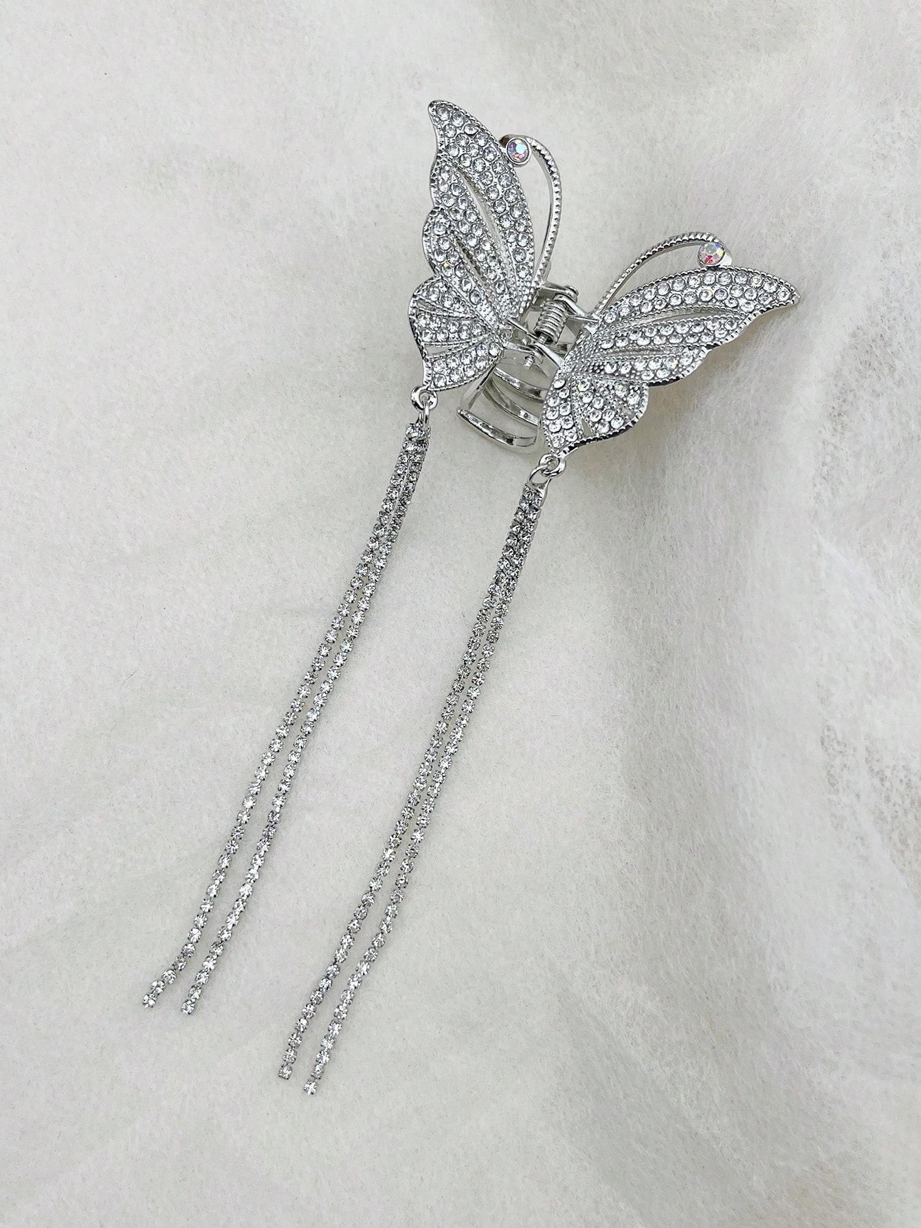 

1 Pcs Fashion Full Diamond Hollow Butterfly Tassel Hair Claws For Women Girls Party Hair Accessories