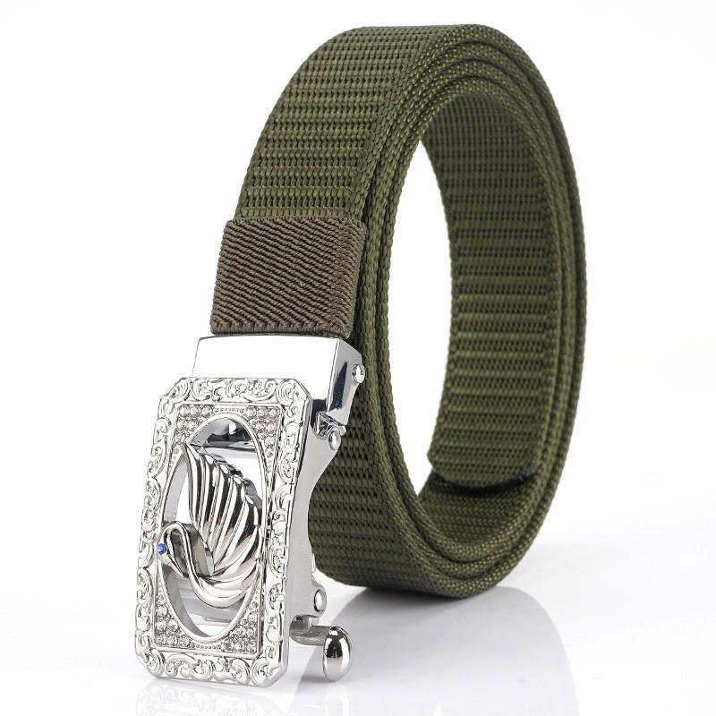 

Young Lady Casual Fashionable Nylon Belt Toothless Alloy Automatic Buckle All-match Outdoor 110cm