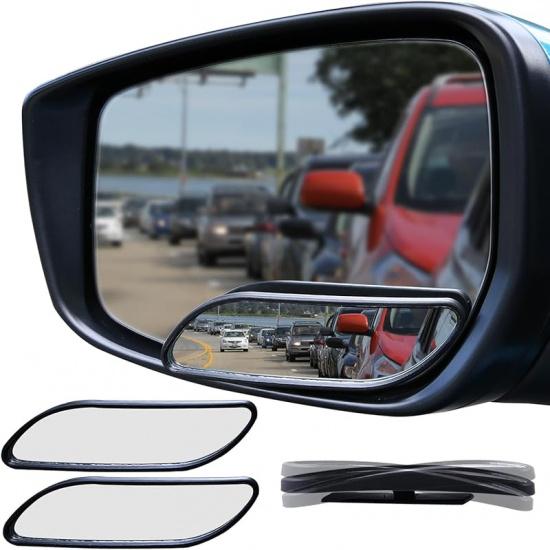 Ampper Rectangle Blind Spot Mirror, HD Glass ABS Housing Convex Wide Angle Rearview Blindspot Car Mirror for Car SUV and Truck (Framed, Pack of 2)