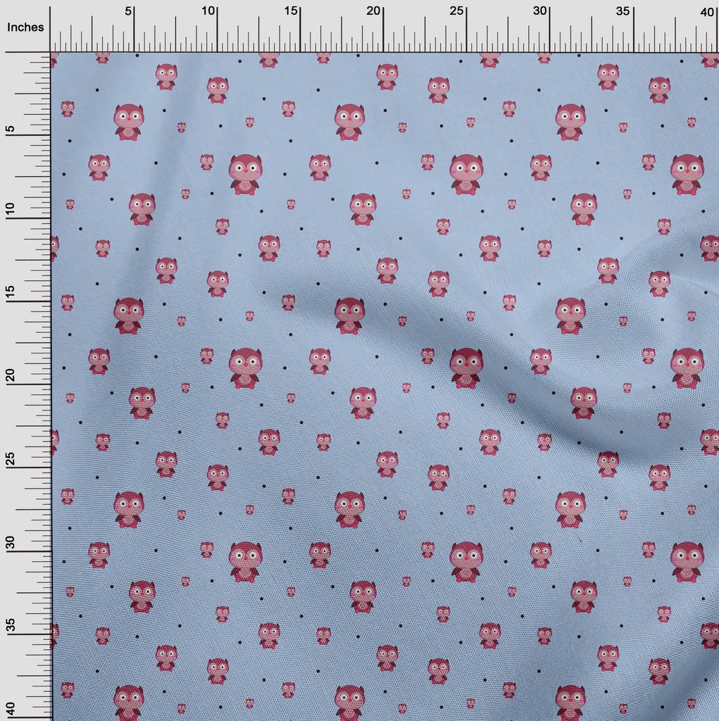 oneOone Cotton Flex Fabric Dot & Cartoon Owl Bird Print Fabric by The Yard 40 Inch