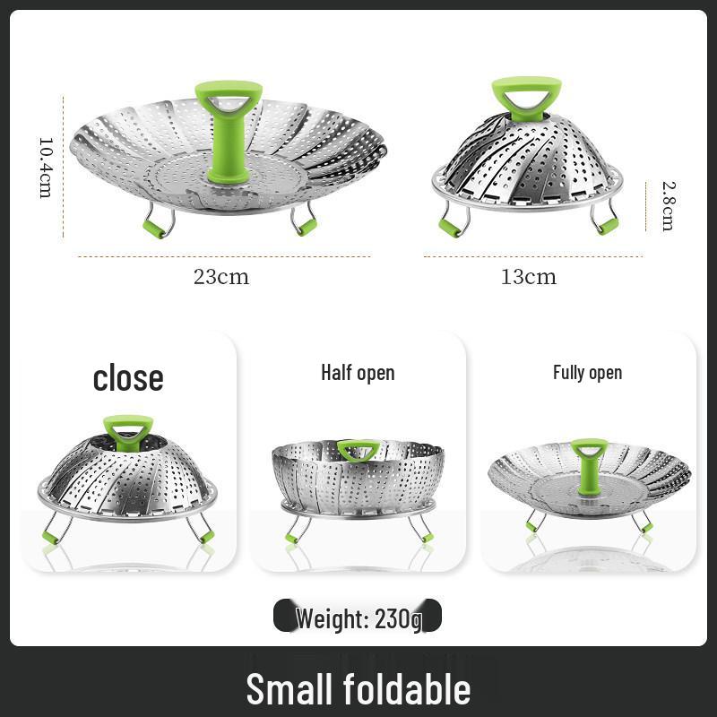Retractable Stainless Steel Steamer Basket and Rack for Multifunctional Kitchen Use