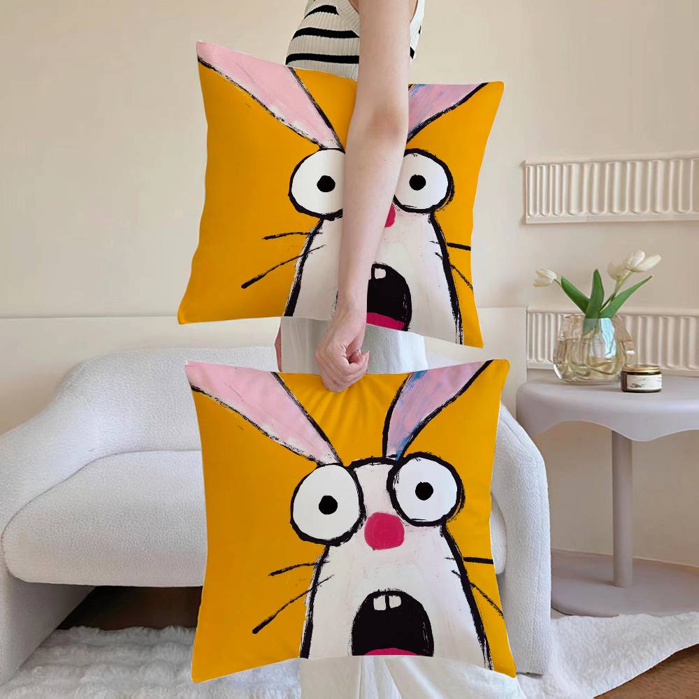 

Cute Cartoon Animals Anti-dustmite Pillowcase Invisible zipper silky short plush Sofa cushion cover 12x12Inch