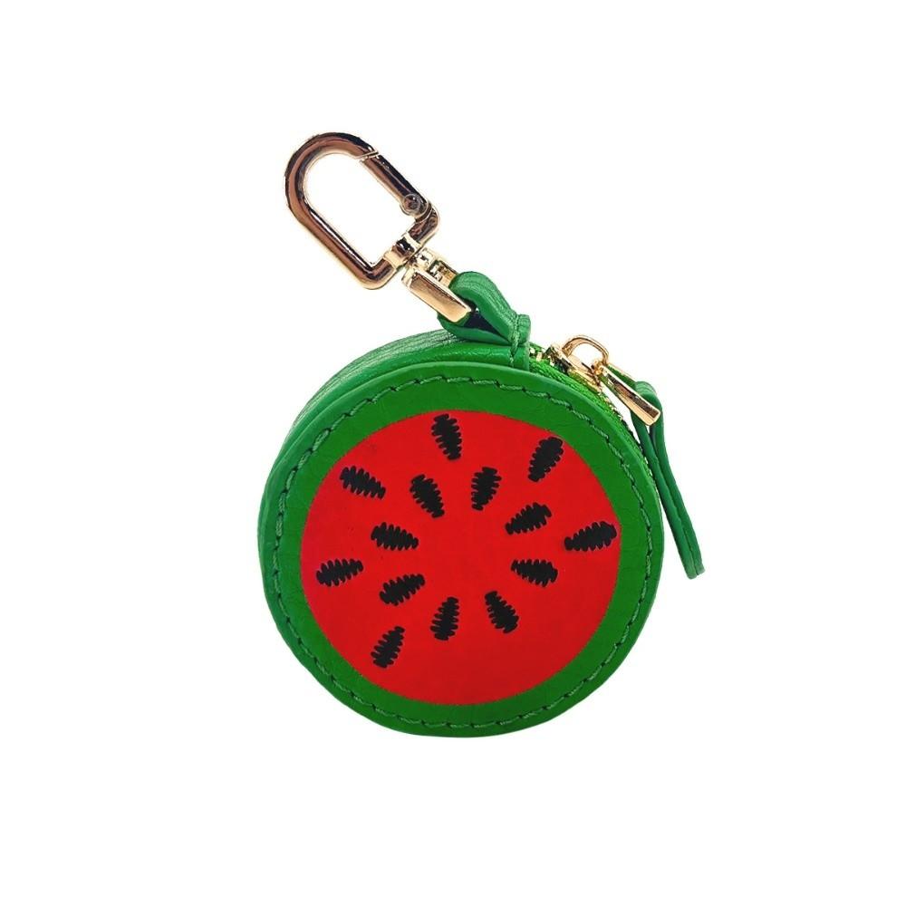 

New PU Leather Round Coin Purse Fruit Shape Cute Mini Storage Bag Mini Size Earphone Bag Key Chain for Kids Girls