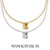MamacitaSlay 316L Stainless Steel Letter Pendant Necklace Waterproof 18K Gold Plated Neck Jewelry Women's Minimalist Necklace